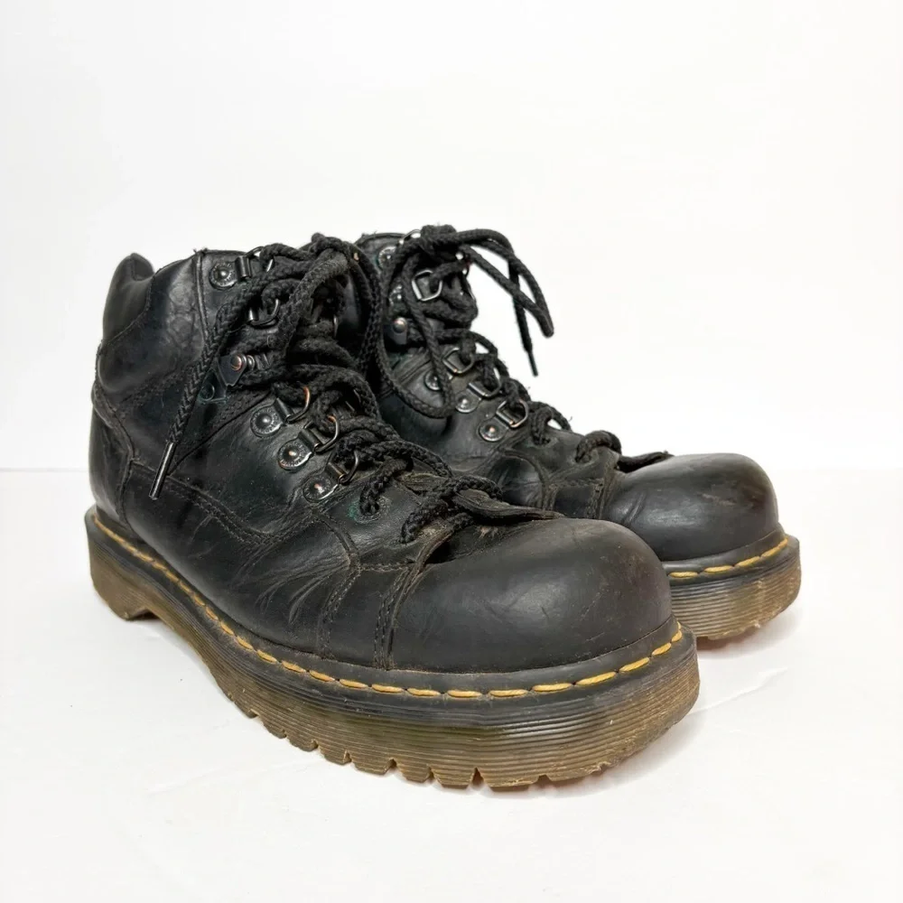 VTG Y2K Dr. Martens Black Leather Men's Boots Chunky Size 9